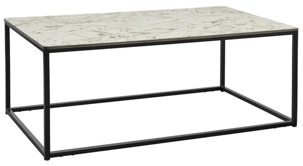Extro Wooden Rectangular Coffee Table In White Carrara Marble