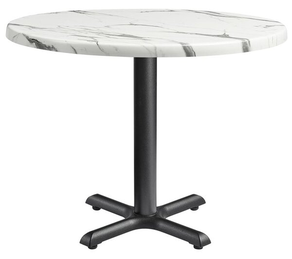 Fernie 60cm Wooden Round Bistro Table In Carrara Marble Effect