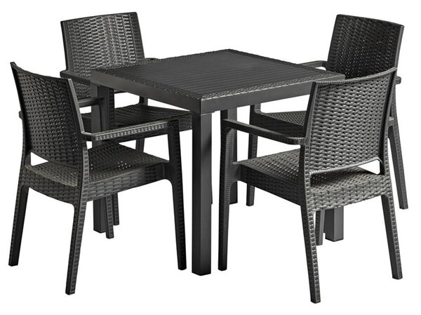 Ottawa Wooden Dining Table With Laporte 4 Chairs In Dark Grey