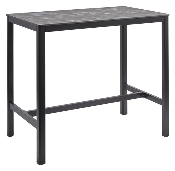 Extro 120cm Wooden Bar Table In Black Marble Textured