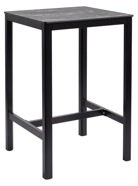 Extro 60cm Wooden Bar Table In Black Marble Textured