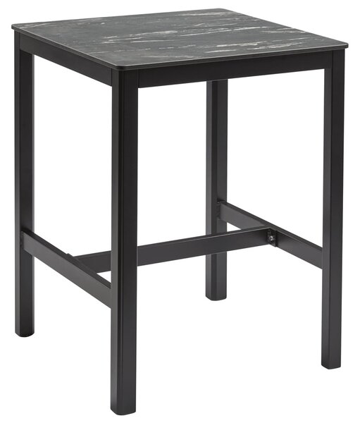 Extro 60cm Wooden Mid Bar Table In Black Marble Textured