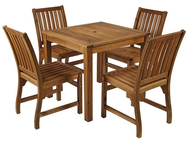 Helena Wooden Square Dining Table With 4 Chairs In Natural