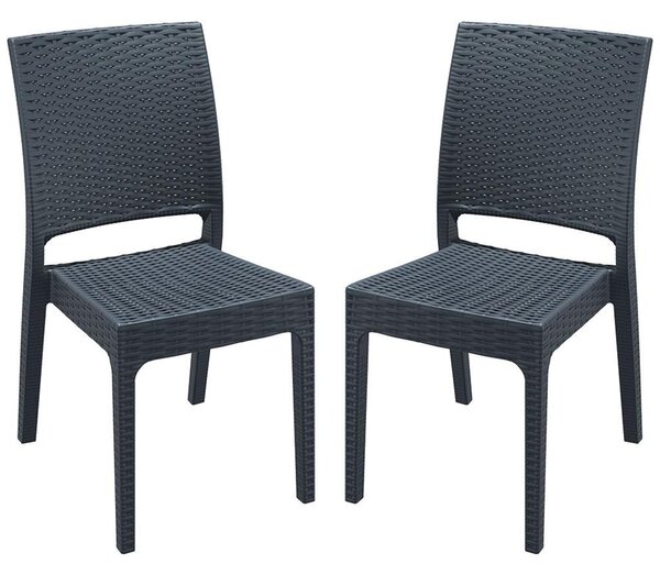 Fishkill Dark Grey Rattan Dining Chairs In Pair
