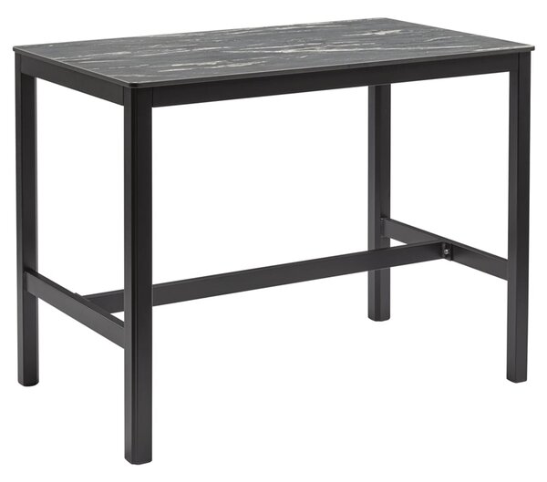 Extro 120cm Wooden Mid Bar Table In Black Marble Textured