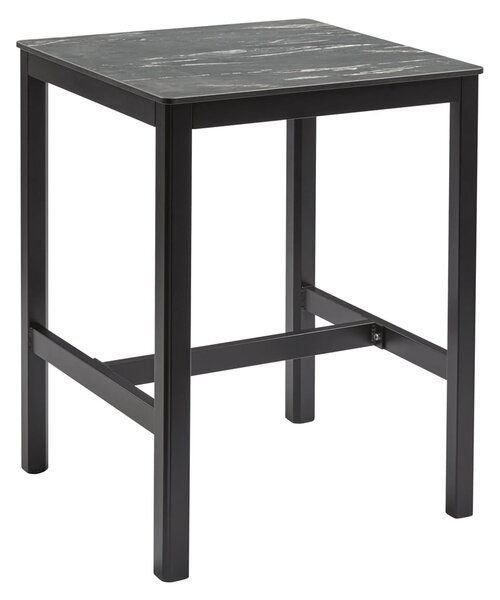Extro 80cm Wooden Mid Bar Table In Black Marble Textured