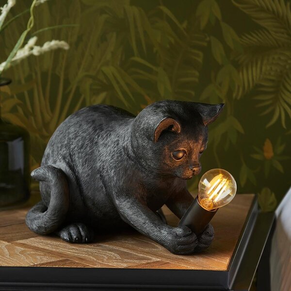 Cesme Kitten Shape Table Lamp In Matt Black