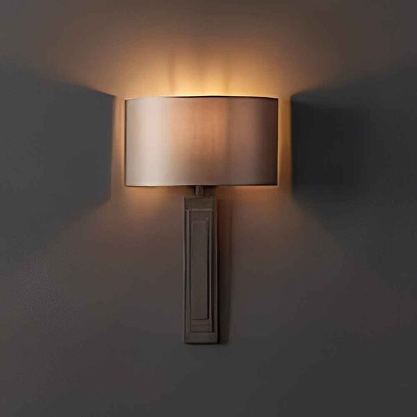 Fresno Fabric Wall Light In Brushed Bronze