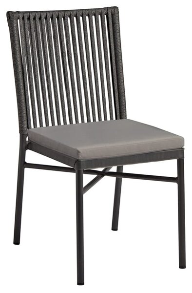 Hayward Rattan Outdoor Side Chair In Dark Grey