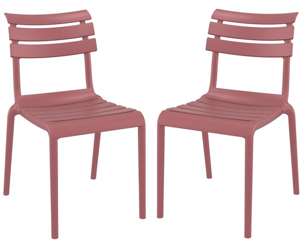 Haslet Marsala Polypropylene Outdoor Side Chairs In Pair