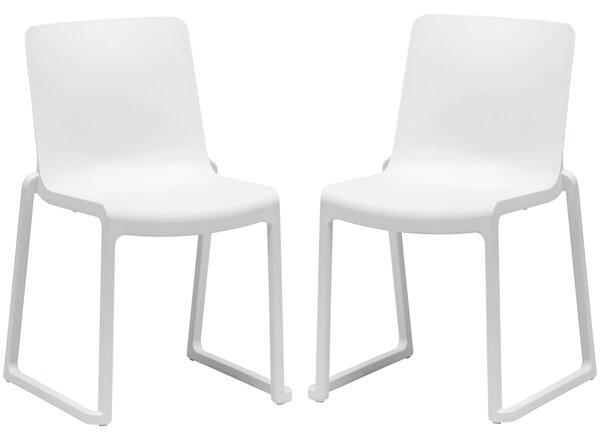 Ketchum White Polypropylene Stacking Side Chairs In Pair