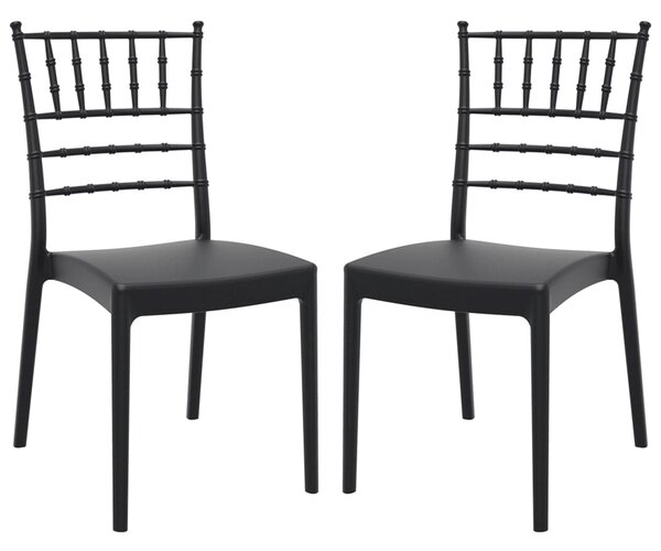 Jonesboro Black Polypropylene Stacking Side Chairs In Pair