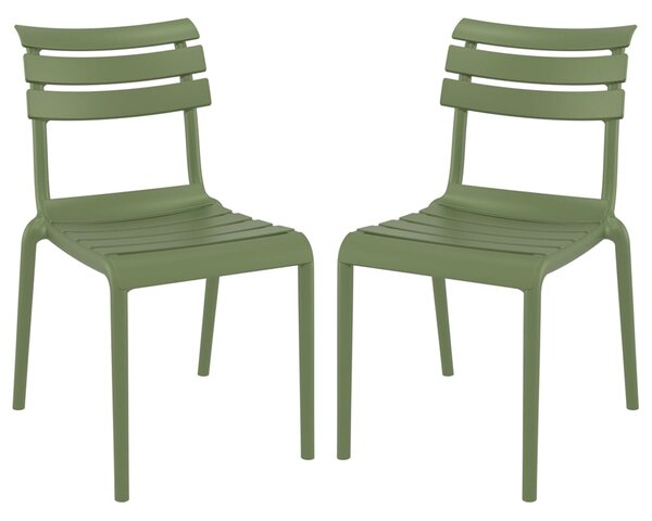 Haslet Olive Green Polypropylene Outdoor Side Chairs In Pair