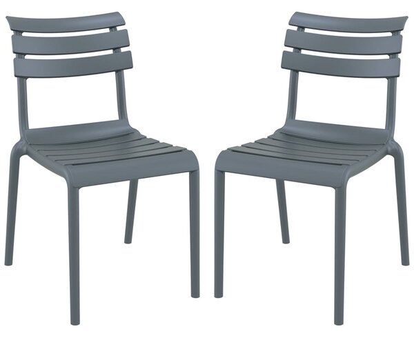Haslet Dark Grey Polypropylene Outdoor Side Chairs In Pair
