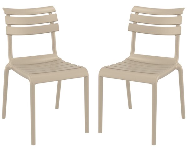 Haslet Taupe Polypropylene Outdoor Side Chairs In Pair