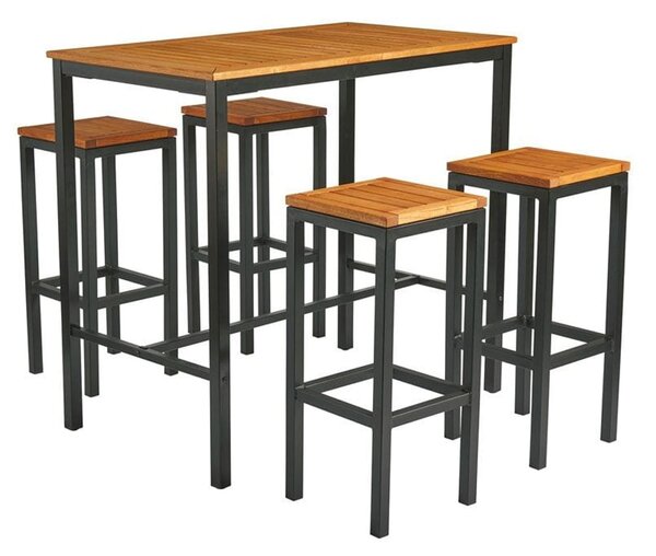 Inchture Wooden Bar Table With 4 High Stools In Natural
