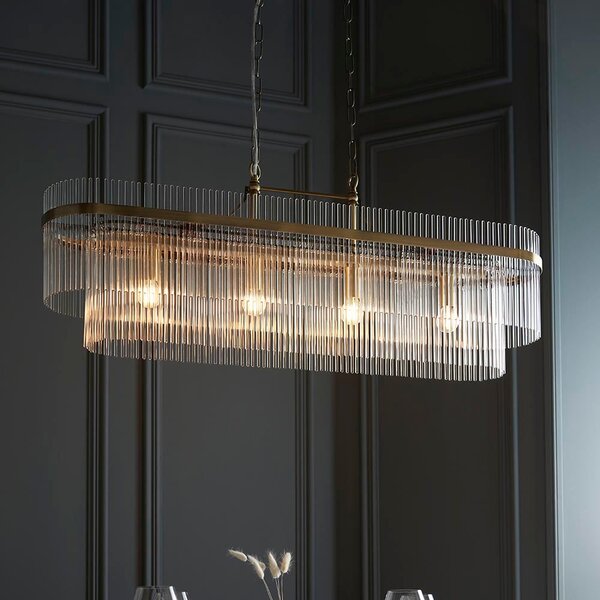 Mainz 4 Light Clear Glass Pendant Ceiling Light In Antique Brass