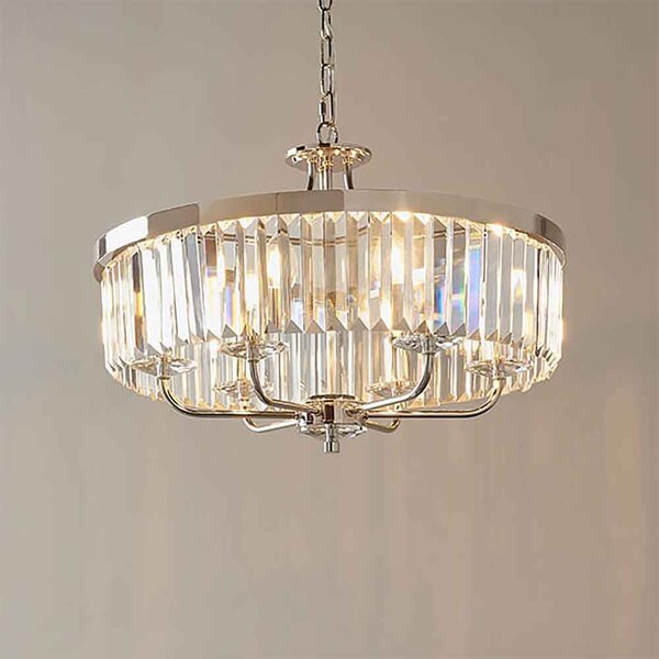 Allston Faceted Glass Pendant Ceiling Light In Nickel