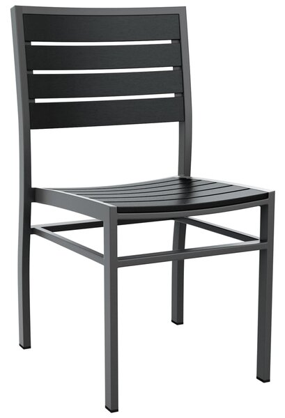 Lazzaretto Aluminium Outdoor Sidechair With Grey Frame In Black
