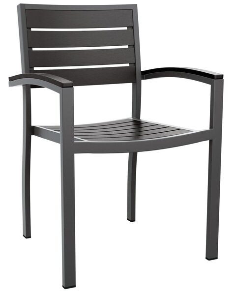 Lazzaretto Aluminium Outdoor Armchair With Grey Frame In Black