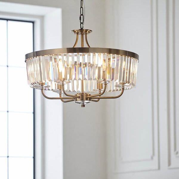 Allston Faceted Glass Pendant Ceiling Light In Brass