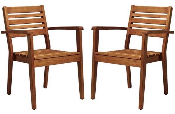 Marietta Natural Outdoor Wooden Armchairs In Pair