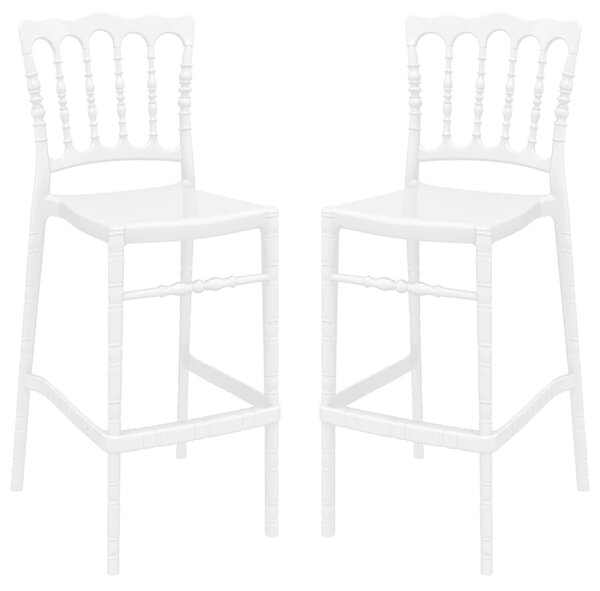 Oregon Glossy White Polycarbonate Bar Stools In Pair