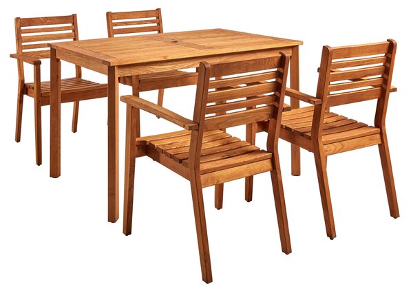 Marietta Wooden Rectangular Dining Table With 4 Chairs In Natural