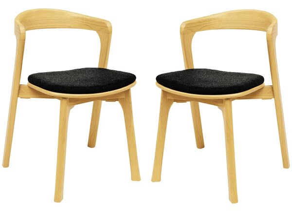 Natchez Natural Wooden Stacking Side Chairs With Black Seat In Pair