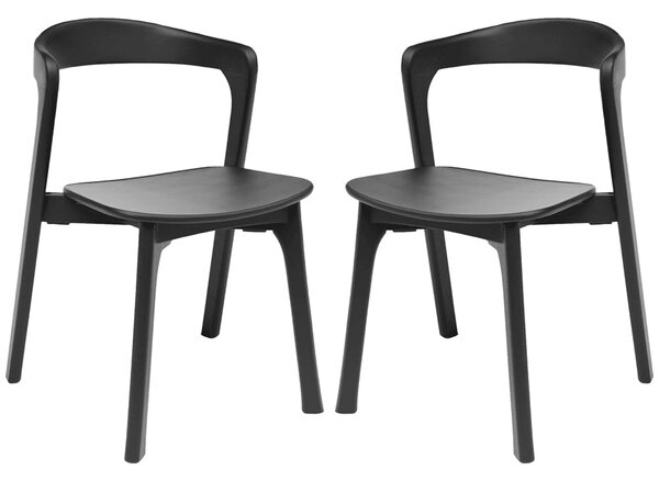 Natchez Black Outdoor Wooden Stacking Side Chairs In Pair