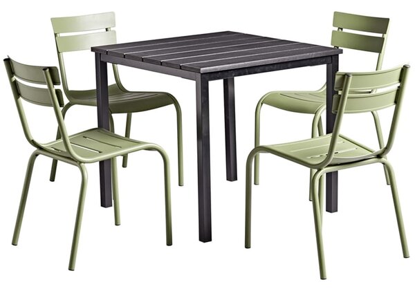 Extro Wooden Dining Table With Magnolia 4 Olive Green Chairs