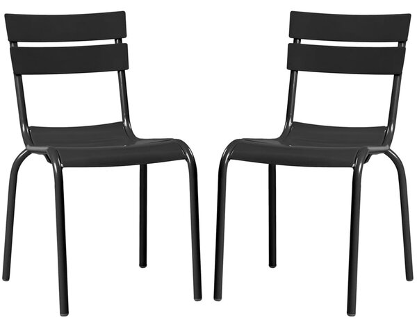 Magnolia Black Outdoor Aluminium Side Chairs In Pair