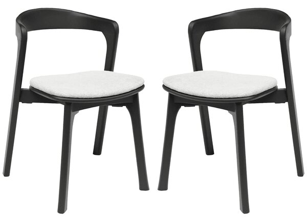 Natchez Black Wooden Stacking Side Chairs With White Seat In Pair