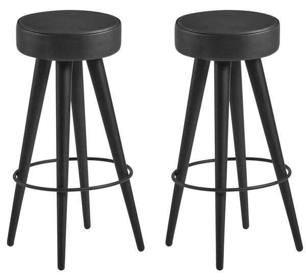 Ocala Black Faux Leather Stools With Metal Legs In Pair