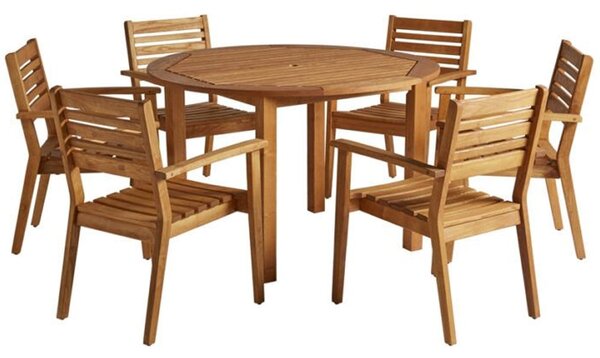 Marietta Wooden Dining Table With 6 Chairs In Natural