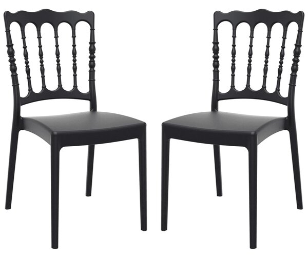 Nepean Black Outdoor Polypropylene Stacking Side Chairs In Pair