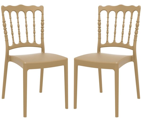 Nepean Gold Outdoor Polypropylene Stacking Side Chairs In Pair