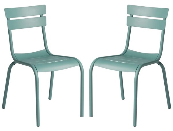 Magnolia Light Outdoor Blue Aluminium Side Chairs In Pair