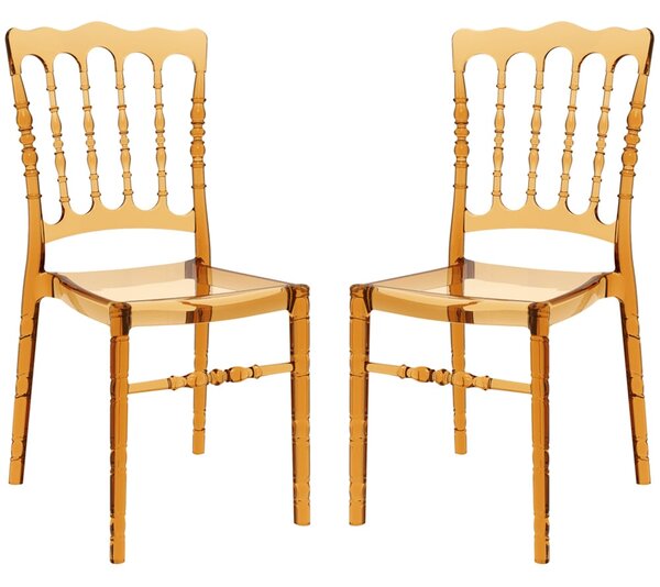 Oregon Amber Transparent Polycarbonate Side Chairs In Pair