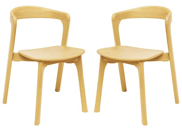 Natchez Natural Oak Outdoor Wooden Stacking Side Chairs In Pair
