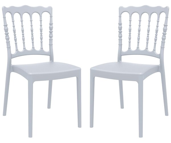 Nepean Silver Grey Outdoor Polypropylene Stacking Side Chairs In Pair