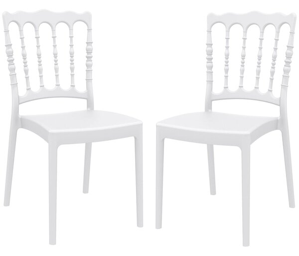 Nepean White Outdoor Polypropylene Stacking Side Chairs In Pair