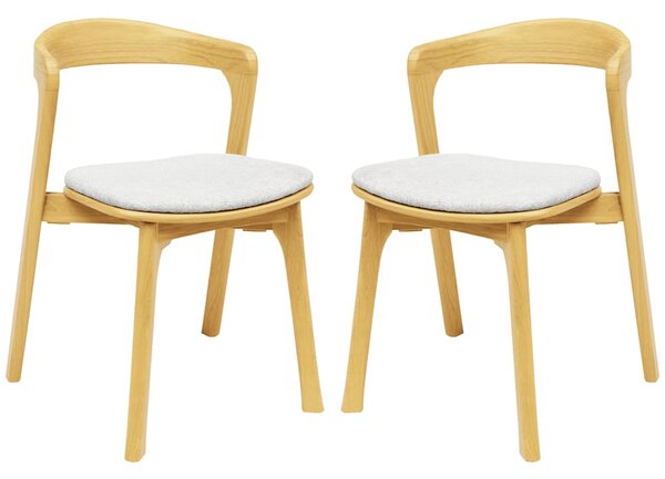 Natchez Natural Wooden Stacking Side Chairs With White Seat In Pair