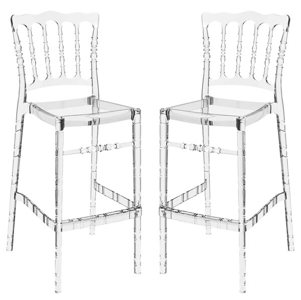Oregon Clear Transparent Polycarbonate Bar Stools In Pair