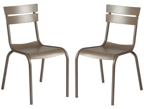 Magnolia Grey Outdoor Aluminium Side Chairs In Pair