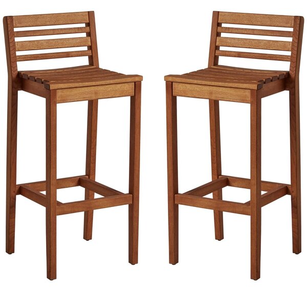 Marietta Natural Wooden Bar Stools In Pair