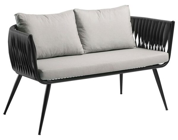 Mulvane Outdoor Rattan 2 Seater Sofa In Black And Anthracite