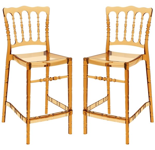 Oregon Amber Transparent Polycarbonate Bistro Chairs In Pair