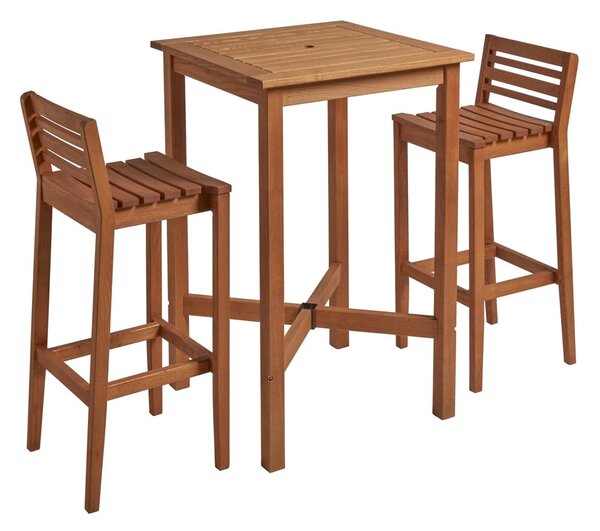 Marietta Wooden Bar Table With 2 Stools In Natural