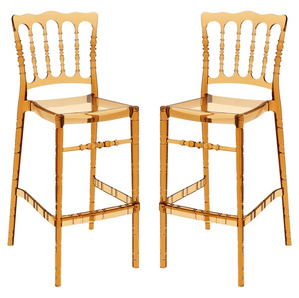Oregon Amber Transparent Polycarbonate Bar Stools In Pair